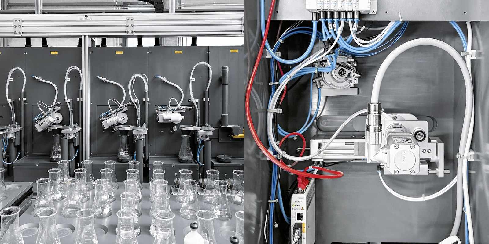 Festo-componenten in de schakelkast van de Nucomat-laboratoriummachine